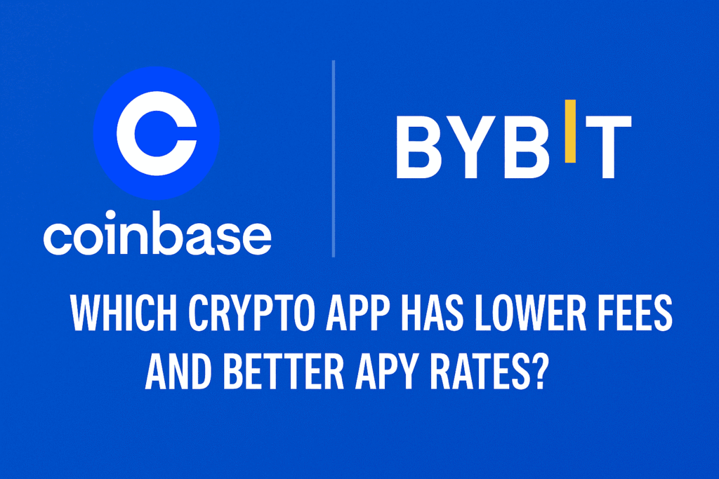 Comparison chart showing Coinbase vs Bybit fees and APY rates to help users choose the best crypto app with lower fees and better staking rewards.