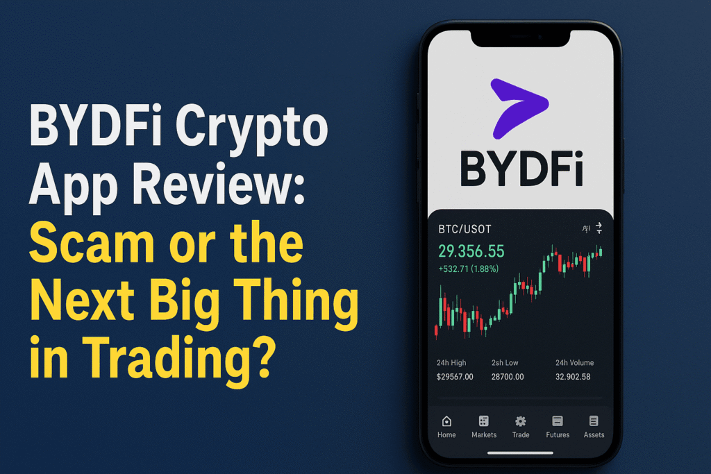 BYDFi Crypto App Review showing the app’s dashboard, features, and trading interface