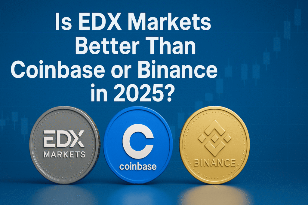 Comparison chart showing whether Is EDX Markets Better Than Coinbase or Binance in 2025? with logos and key features of each platform.