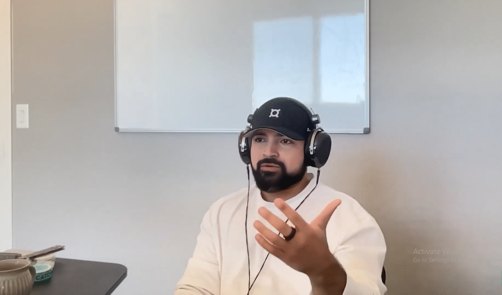 Portrait of Sam Kazemian, founder of Frax Finance, with a caption exploring the question "Who Is Sam Kazemian?" and his vision for the future of stablecoins.