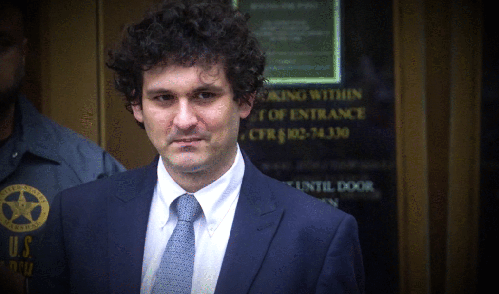Portrait of Sam Bankman-Fried with contrasting visuals symbolizing genius, gambling, and deception, reflecting the question: Genius, Gambler, or Grifter?