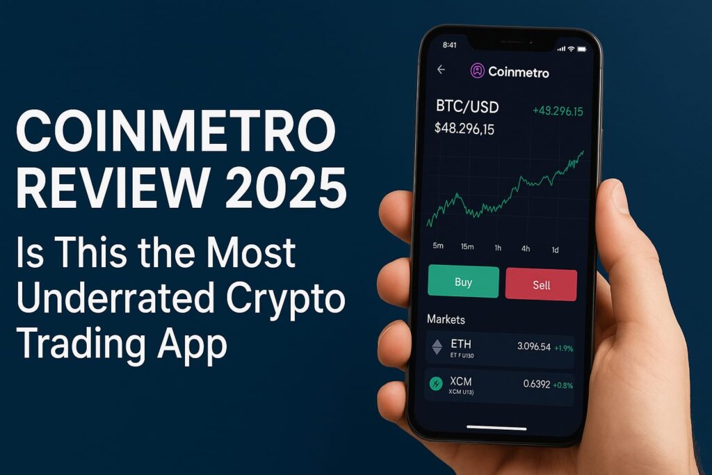 Screenshot of Coinmetro app interface in 2025, highlighting its trading features and user-friendly design, used for the blog titled "Coinmetro Review 2025: Is This the Most Underrated Crypto Trading App?