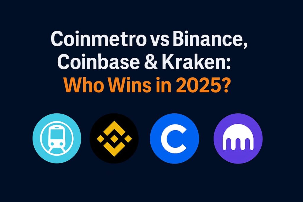 Coinmetro vs Binance, Coinbase & Kraken: Comparison of top crypto exchanges in 2025 showing features, fees, and user experience for Coinmetro vs Binance, Coinbase & Kraken
