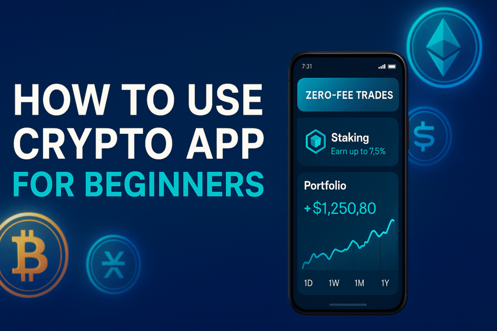 How to Use Crypto App for Beginners (2025) – simple step-by-step guide for new users navigating a crypto trading app on mobile.