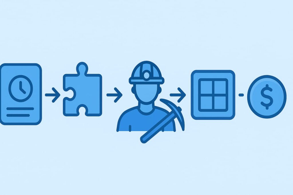 Step-by-step visual showing how miners earn through free crypto mining apps.